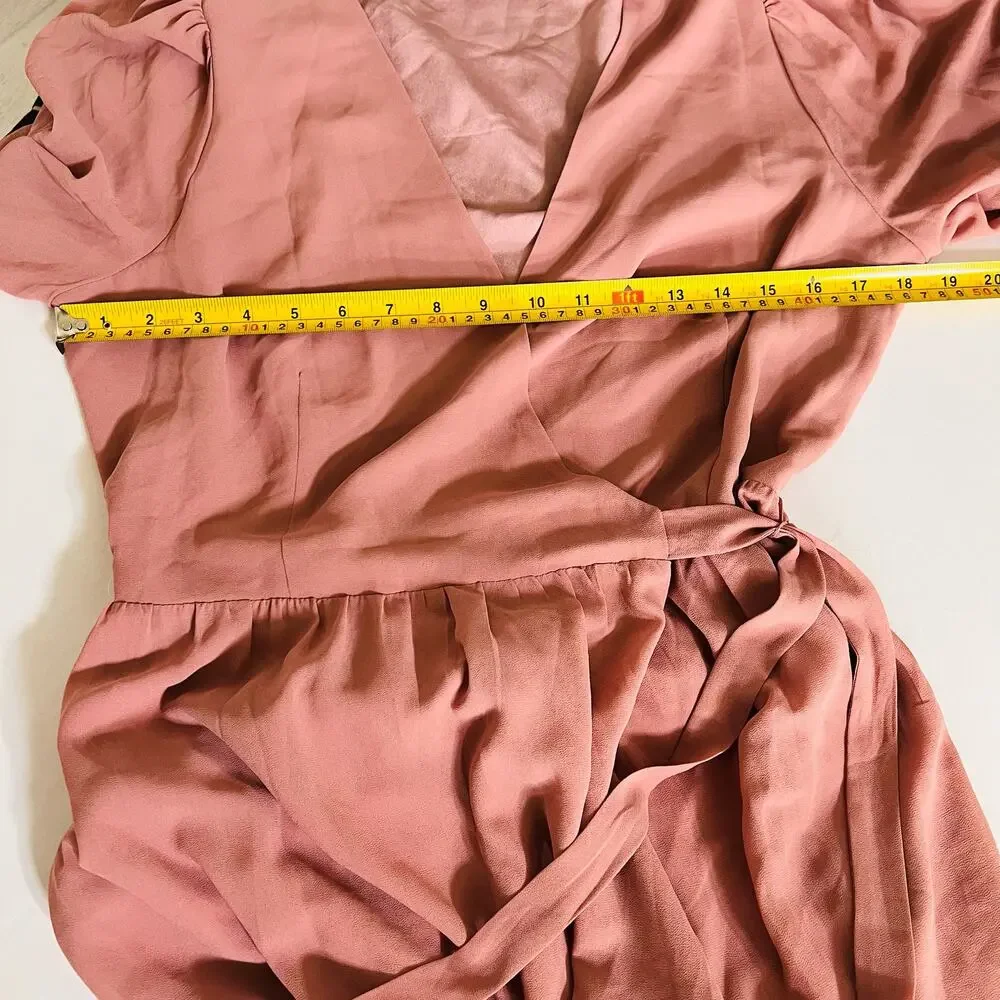 Charles Henry Short Sleeve Tiered Wrap Maxi Dress Size L Large NEW Coral - Picture 7 of 9